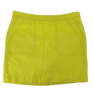 LOFT Bright Citron Yellow Mini Skirt Pockets Women Size 8 Fun Colorful Statement